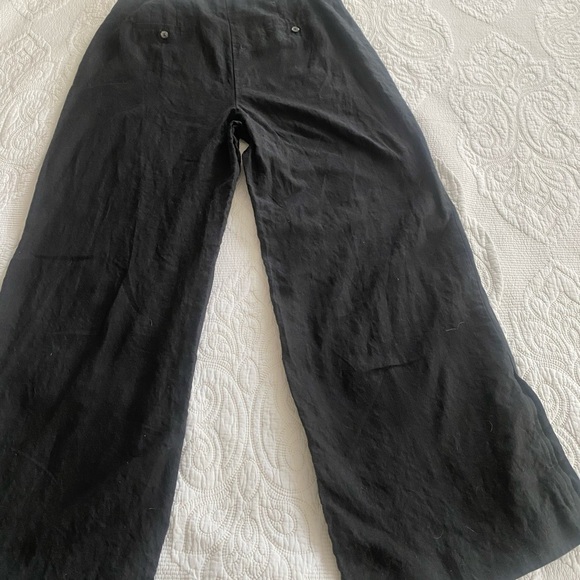 Talbots Black Linen Wide Leg Pants high waist palazzo 16 - Picture 6 of 12
